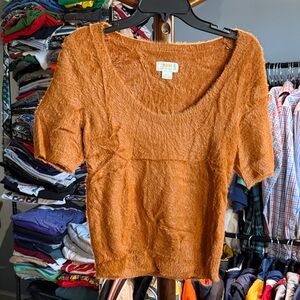 Anthropologie Maeve Orange Fuzzy Knit Top